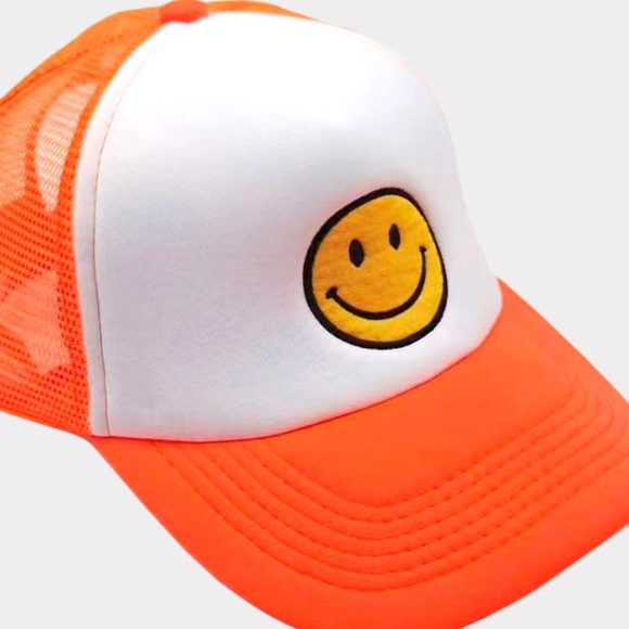 Neon smiley face snap back hat - Picture 2 of 4